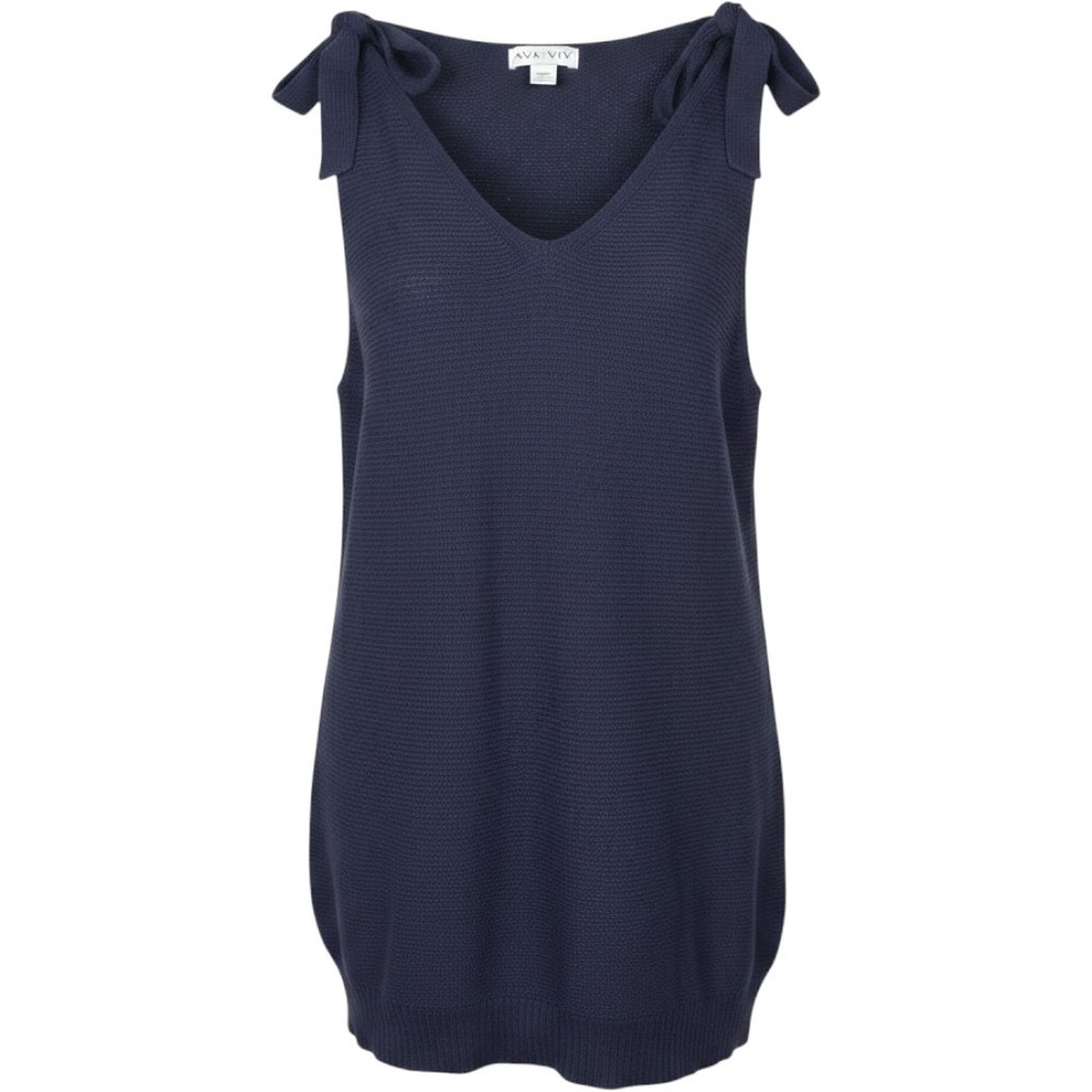 Ava & Viv Navy Blue Tie Shoulder V-Neck Sweater Tank Top 2X NWT